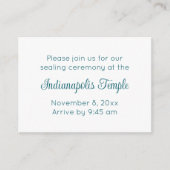 Bilingual Teal Script Temple Sealing Invitation Informatiekaartje (Voorkant)