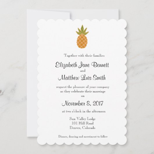 Bilingual Tropical Wedding Invitation tweezijdig Kaart (Voorkant)
