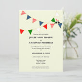 Bilingual US & Mexico Bunting Wedding Invitation Kaart (Staand voorkant)