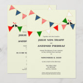 Bilingual US & Mexico Bunting Wedding Invitation Kaart (Voorkant / Achterkant)