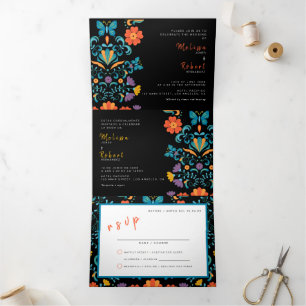 Bilingual Wedding Invitation - Fiesta All-in-One Drieluik Uitnodiging