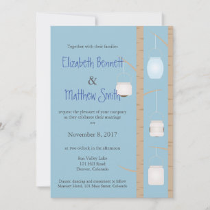 Bilingual Woodland Wedding Invitation Kaart