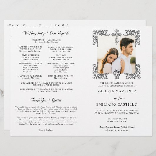 Bilingue Espagnol Anglais Catholique Programme de  (Devant / Derrière)