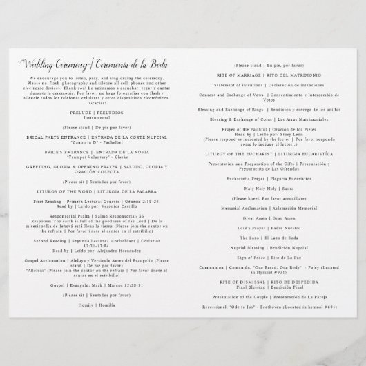 Bilingue Espagnol Anglais Catholique Programme de  (Dos)