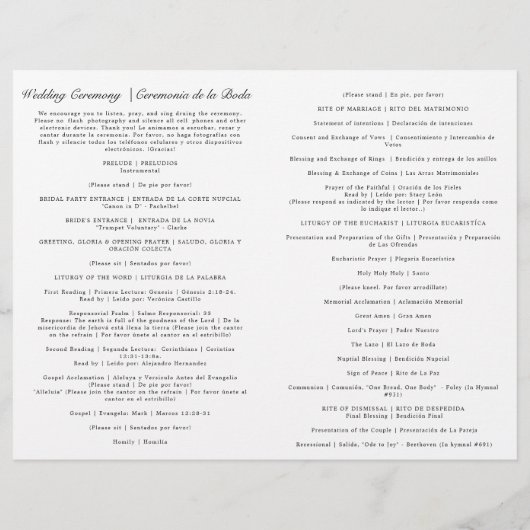 Bilingue Espagnol Anglais Catholique Programme de  (Dos)