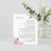 Bilingue Pink Floral Quinceanera Restauration Menu (Debout devant)