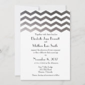 Bilingue Silver Chevron Faire-part de mariage (Devant)