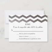 Bilingue Silver Chevron Faire-part de mariage RSVP (Dos)
