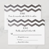 Bilingue Silver Chevron Faire-part de mariage RSVP (Devant / Derrière)