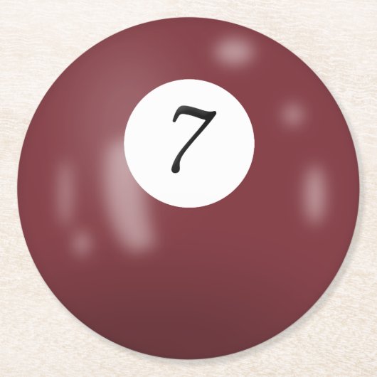 Biljart 7 bal ronde kartonnen onderzetter (Voorkant)