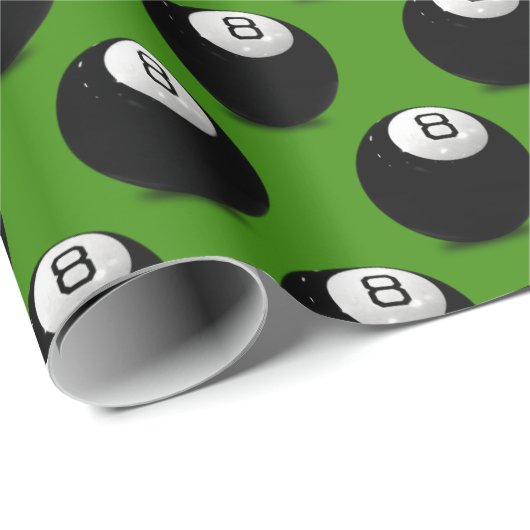 biljart acht bal op groen cadeaupapier (Rol Hoek)