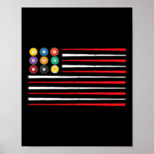 Biljart Amerikaanse vlag cue pool biljart speler G Poster