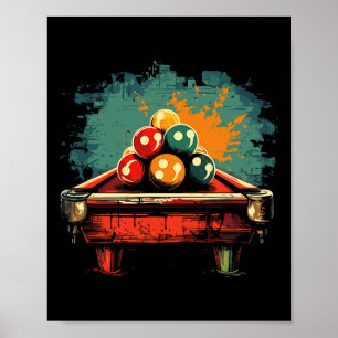 Biljart Comic Style Indoor Sports Poster