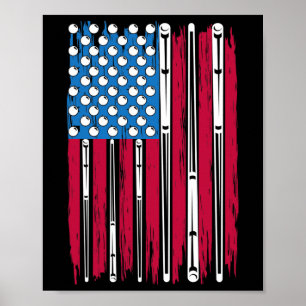 Biljart en Amerikaanse vlag gemaakt voor een bilja Poster