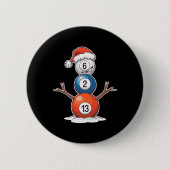 Biljart Kerst Sneeuwman met pooltafel Ronde Button 5,7 Cm (Voorkant)