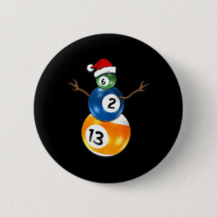 Biljart Kerst Sneeuwman met pooltafel Ronde Button 5,7 Cm
