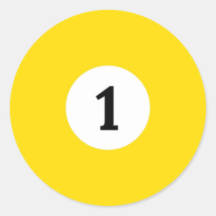 biljart massief gele bal 1 ronde sticker