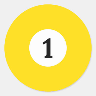 biljart massief gele bal 1 ronde sticker