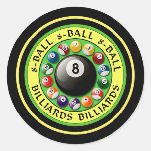 BILJART MET 8 KOGELS RONDE STICKER