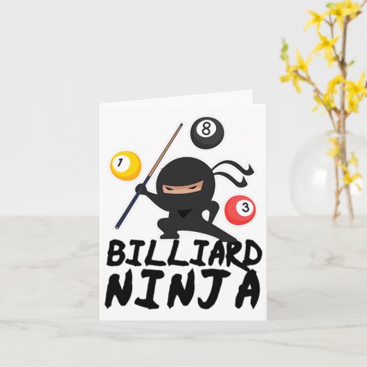 Biljart Ninja Pool Player 8 Grappig Kaart (Gele Bloem)