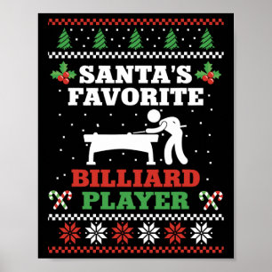 Biljart Pool Speler Bal Kerst Lelijk Kerstfeest Poster