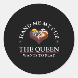 biljart pool speler bal meisje geef me mijn cue de ronde sticker