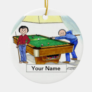 Biljart, pool speler paar keramisch ornament