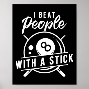 Biljart sloeg mensen met een stok grappig biljart poster