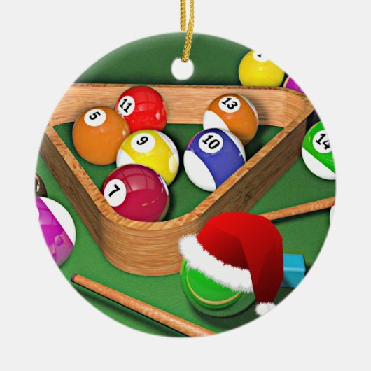 Biljart vakantie ontwerp keramisch ornament (Voorkant)