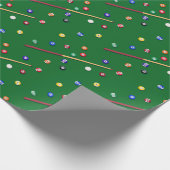 Biljart verjaardagsfeestje Pool Cue Cadeaupapier (Hoek)