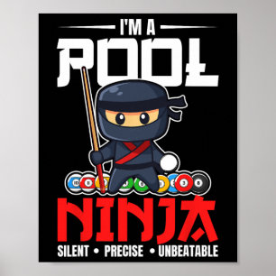 Biljart Zwembad Ninja 8 Ball Funny Mannen Jongens Poster