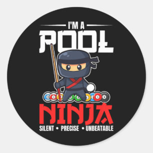 Biljart Zwembad Ninja 8 Ball Funny Mannen Jongens Ronde Sticker