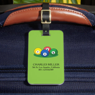 Biljart zwembad snooker ballen personaliseren bagagelabel