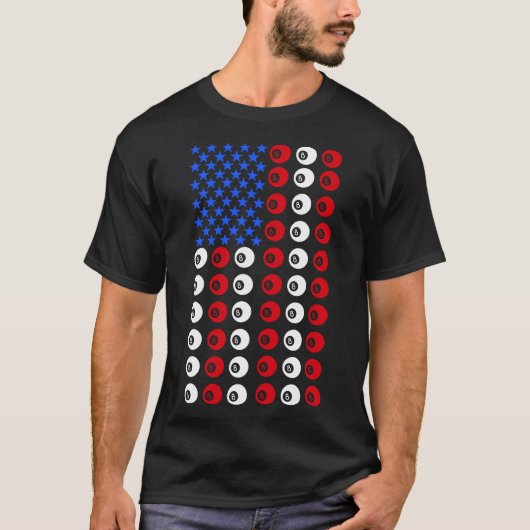 Biljartbal Amerikaanse vlag Pool Acht Ball T-shirt (Voorkant)