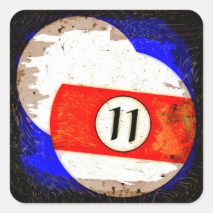 BILJARTBAL NUMMER 11 VIERKANTE STICKER