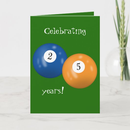Biljartballen 25e verjaardag kaart (Voorkant)