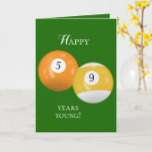 Biljartballen 59e verjaardag kaart (Gele Bloem)