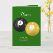 Biljartballen 81e verjaardag kaart (Gele Bloem)