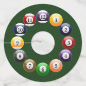 Biljartballen Glanzend Kleurrijk Zwembad Snooker G Wijnglaslabel (Achterkant)