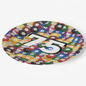 Biljartballen voor 75e verjaardag papieren bordje (Gekanteld)