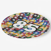 Biljartballen voor 85e verjaardag papieren bordje (Gekanteld)