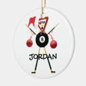 Biljartkerstfeest Keramisch Ornament (Links)