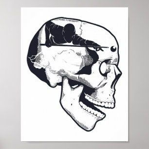Biljartspeler Brain Skull Biljart Tafelrek C Poster