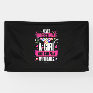 Biljartspeler Dit meisje kan poolbiljart spelen Spandoek