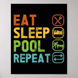 Biljartspeler Eet Slaapzwembad Herhaal Pool Snooke Poster