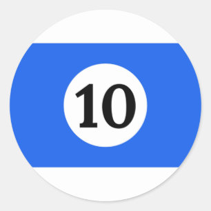 Biljartstrepen Blauwe Bal 10 Ronde Sticker