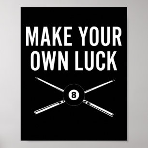 Biljartvormig ontwerp van poolspeler met acht balk poster