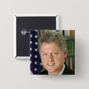 Bill Clinton Democratisch President Maison Blanche Vierkante Button 5,1 Cm