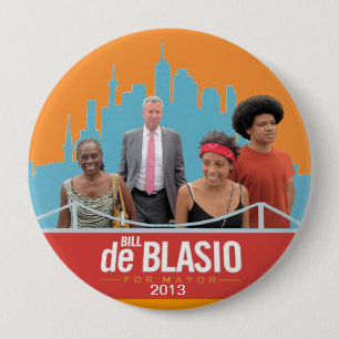 Bill de Blasio & Family NYC Mayor 2013 Ronde Button 4,0 Cm