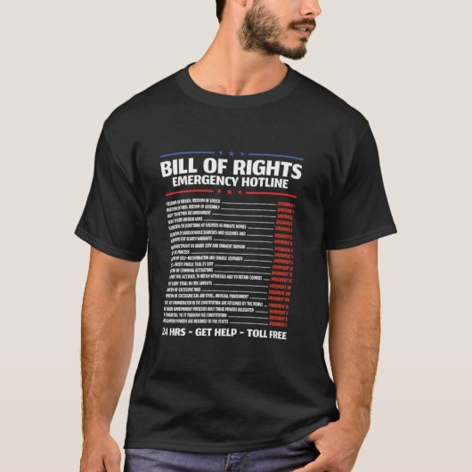 Bill of Rights Meldpunt voor noodgevallen Wijzigin T-shirt (Voorkant)